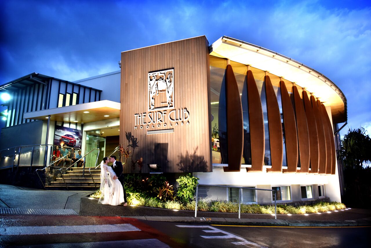 Mooloolaba Surf Club wedding venue at sunset