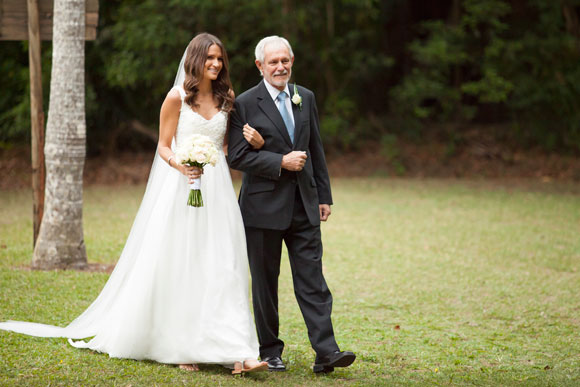 Father walking bride down the aisle