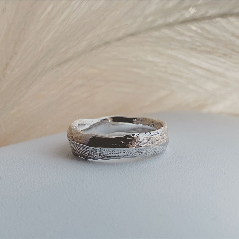 White gold gents wedding ring made by Journey Of A Wanderess.