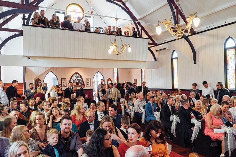 200 of Brad and Scott's family and friends gathered for their wedding at Broadway Chapel.
