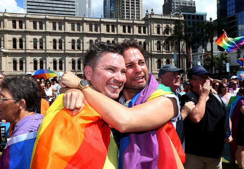 Brad and Scott after the Yes vote to marriage equality is announced.