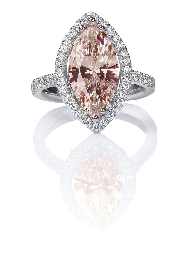 Morganite ring with pink coloured stone.