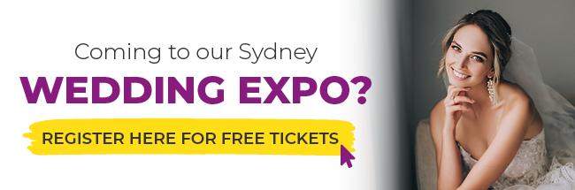 Banner with a button for Free Tickets to the Sydney Wedding Expo