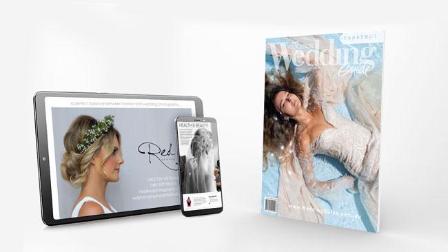 Wedding magazine and iPad flatlay